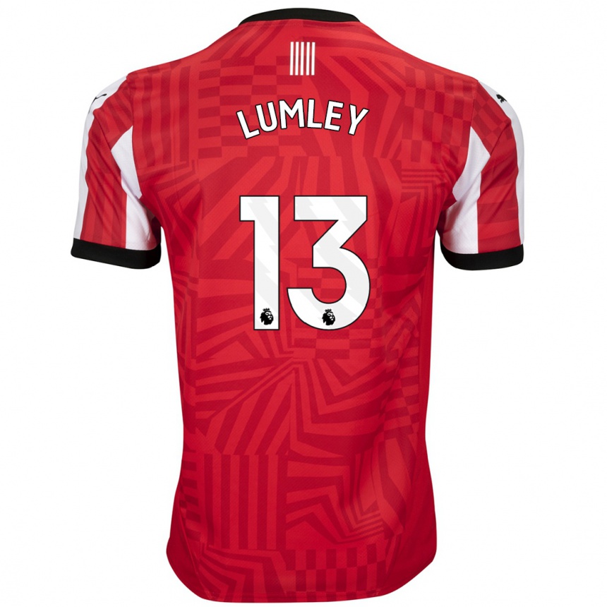 Kids Football Joe Lumley #13 Red White Home Jersey 2024/25 T-Shirt