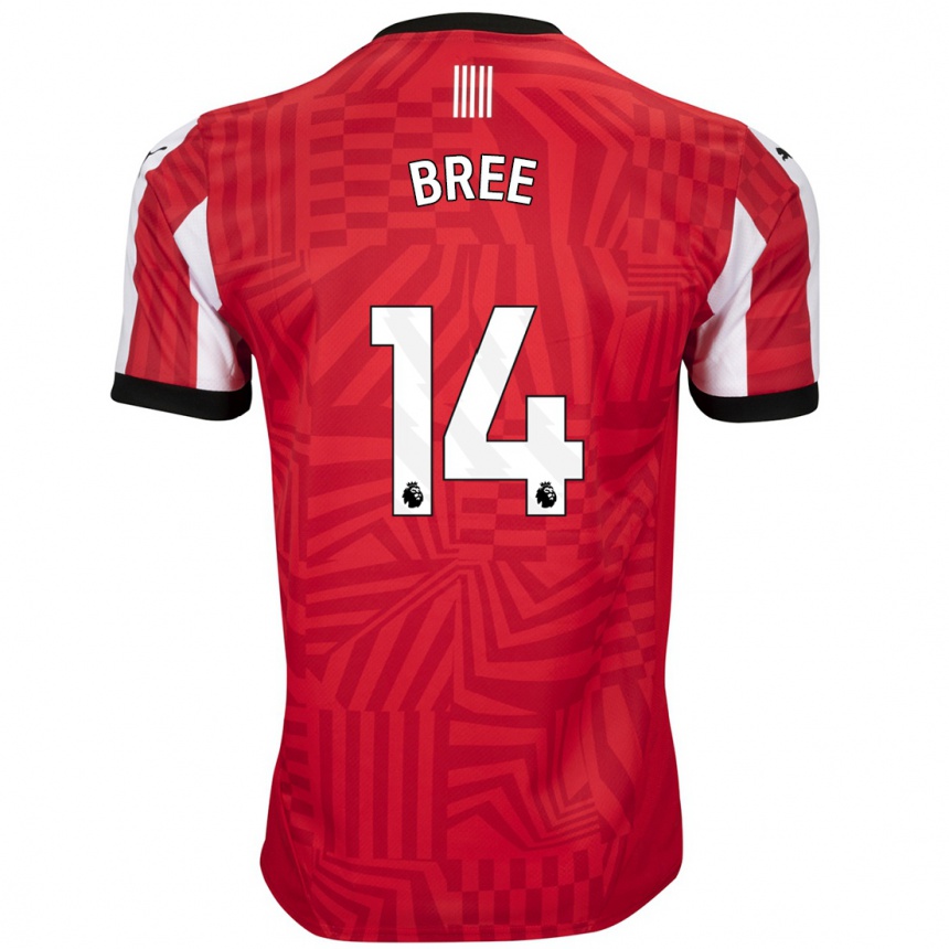 Kids Football James Bree #14 Red White Home Jersey 2024/25 T-Shirt