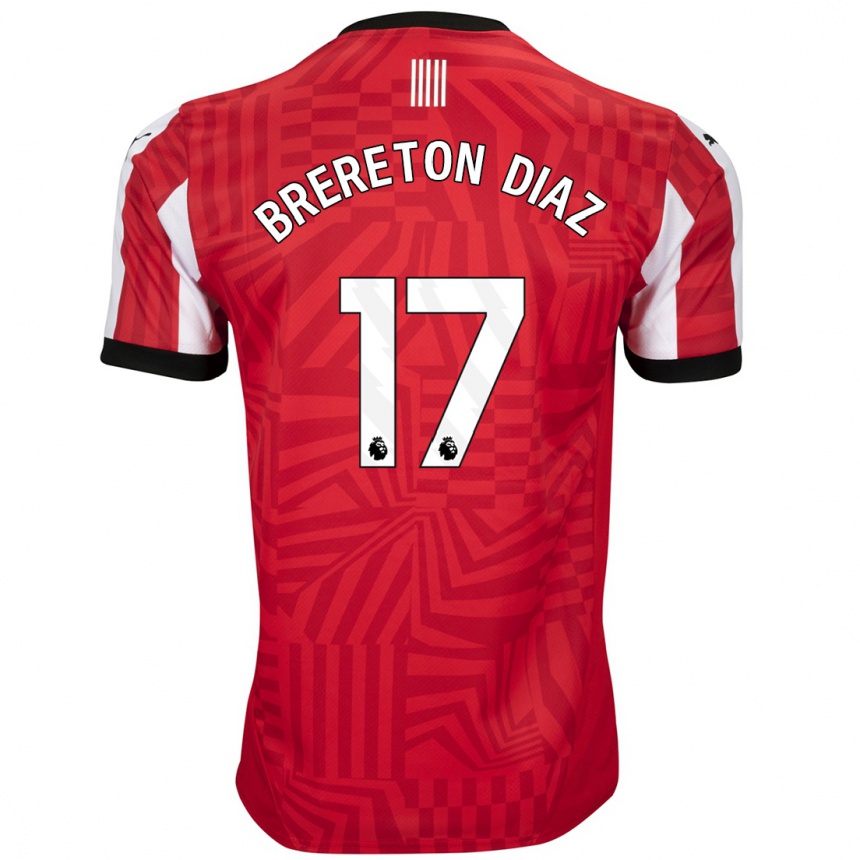 Kids Football Ben Brereton Díaz #17 Red White Home Jersey 2024/25 T-Shirt