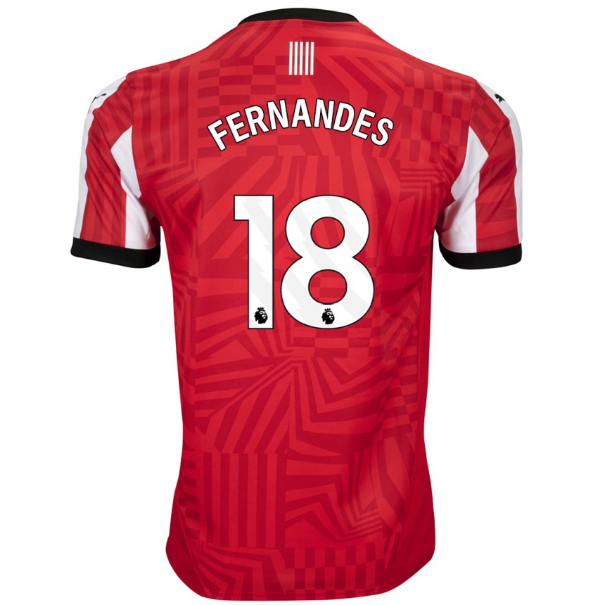 Kids Football Mateus Fernandes #18 Red White Home Jersey 2024/25 T-Shirt