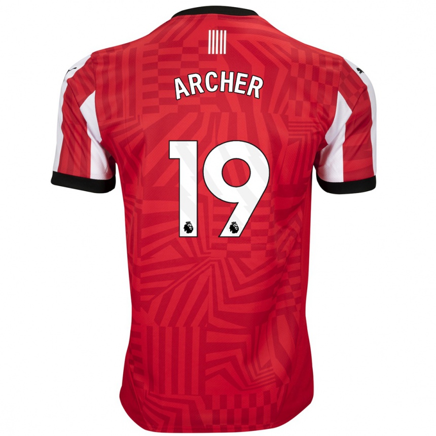 Kids Football Cameron Archer #19 Red White Home Jersey 2024/25 T-Shirt