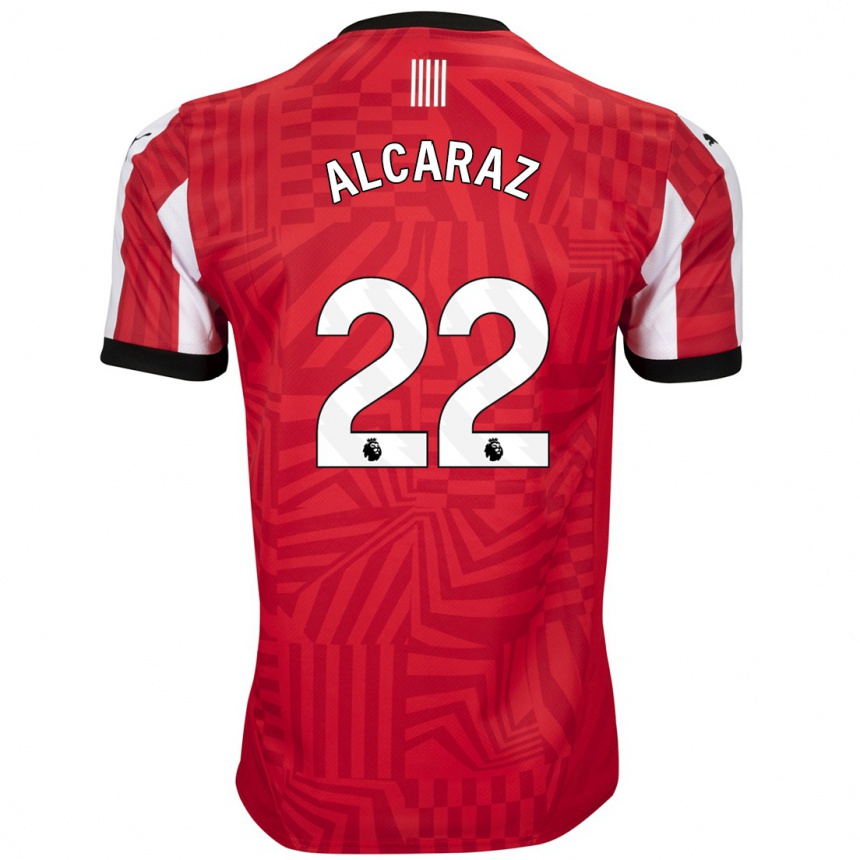 Kids Football Carlos Alcaraz #22 Red White Home Jersey 2024/25 T-Shirt