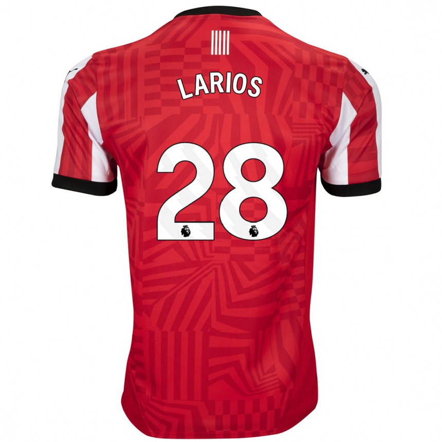 Kids Football Juan Larios #28 Red White Home Jersey 2024/25 T-Shirt