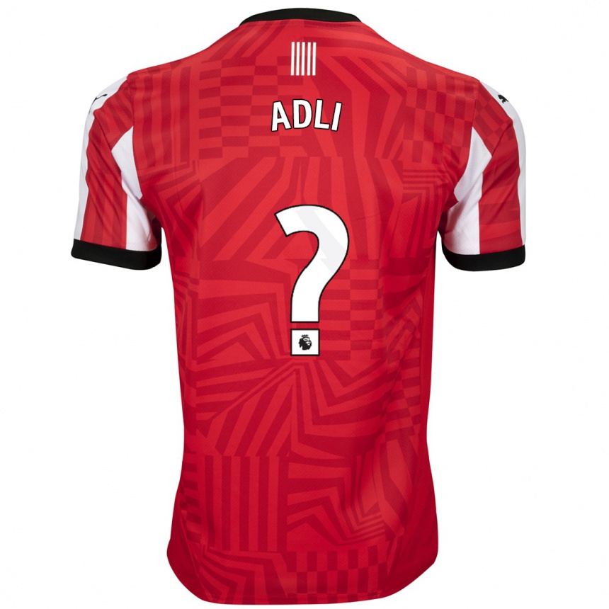 Kids Football Mohamed Adli #0 Red White Home Jersey 2024/25 T-Shirt