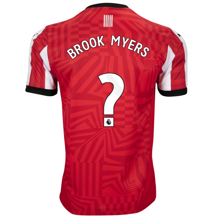 Kids Football Brook Myers #0 Red White Home Jersey 2024/25 T-Shirt