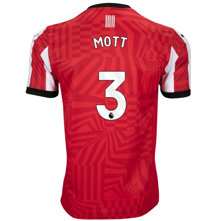 Kids Football Millicent Mott #3 Red White Home Jersey 2024/25 T-Shirt