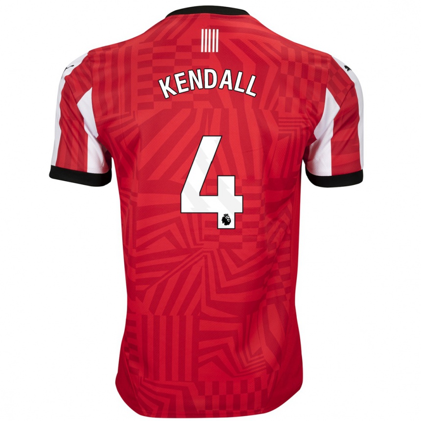 Kids Football Lucia Kendall #4 Red White Home Jersey 2024/25 T-Shirt