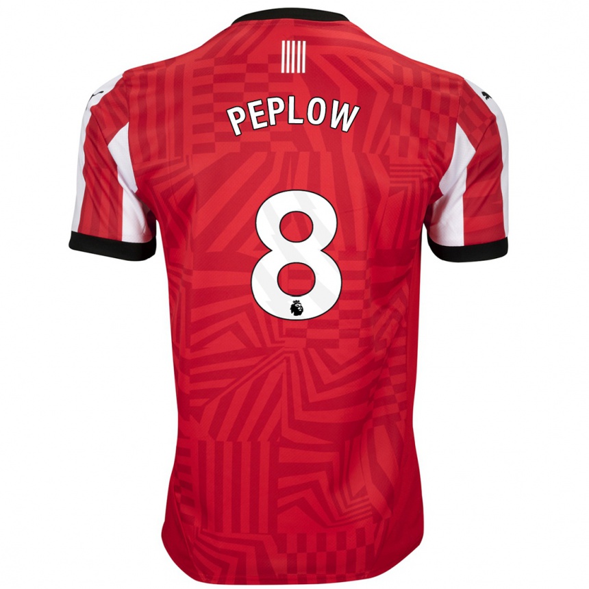 Kids Football Chloe Peplow #8 Red White Home Jersey 2024/25 T-Shirt