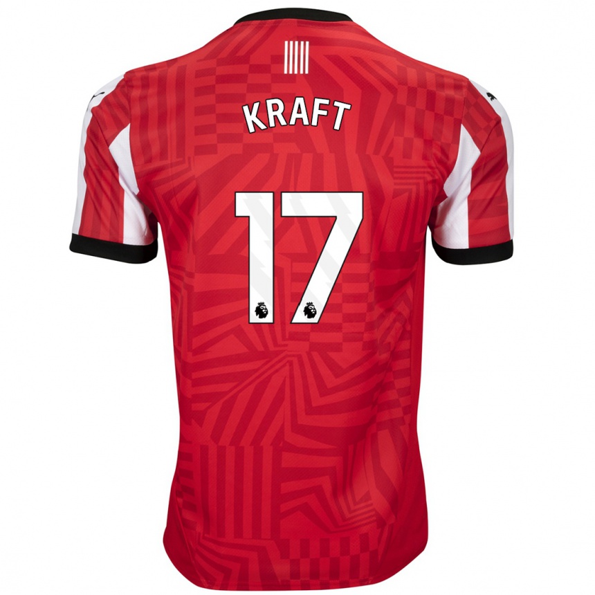 Kids Football Emily Kraft #17 Red White Home Jersey 2024/25 T-Shirt