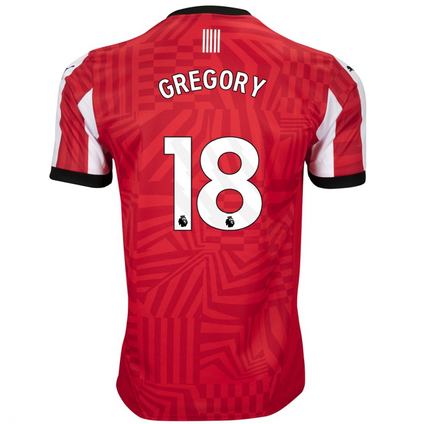 Kids Football Freya Gregory #18 Red White Home Jersey 2024/25 T-Shirt