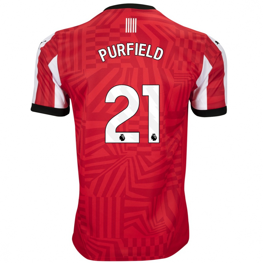 Kids Football Jemma Purfield #21 Red White Home Jersey 2024/25 T-Shirt