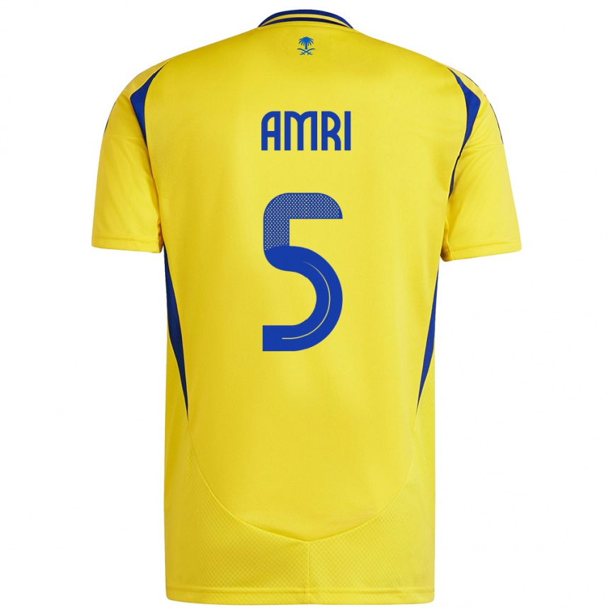 Kids Football Abdulelah Al-Amri #5 Yellow Blue Home Jersey 2024/25 T-Shirt