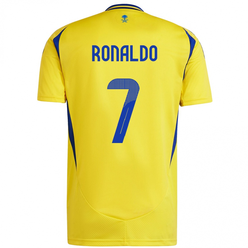 Kids Football Cristiano Ronaldo #7 Yellow Blue Home Jersey 2024/25 T-Shirt