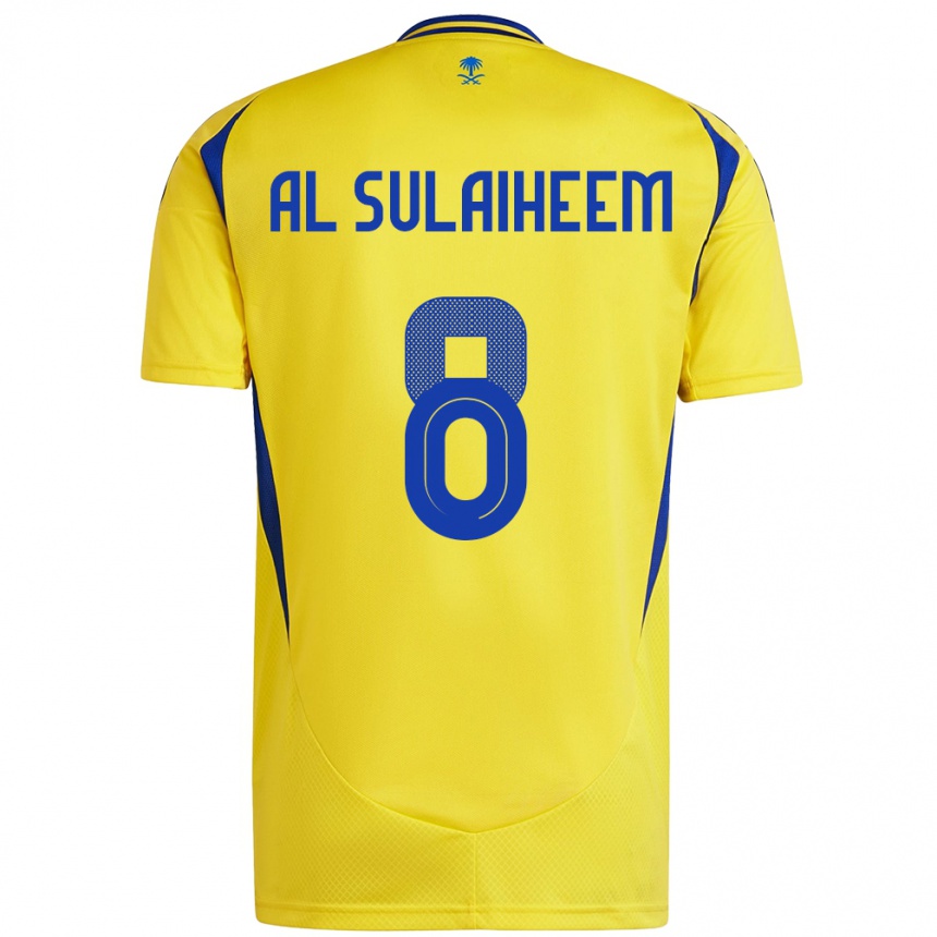 Kids Football Abdulmajeed Al-Sulaiheem #8 Yellow Blue Home Jersey 2024/25 T-Shirt