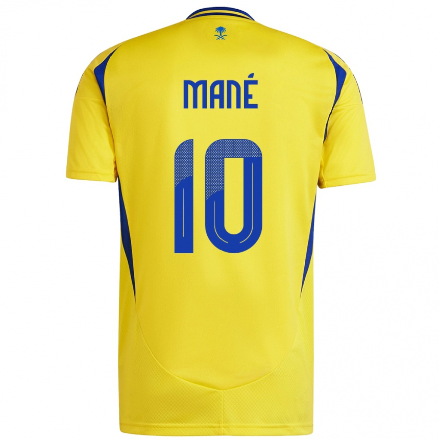 Kids Football Sadio Mane #10 Yellow Blue Home Jersey 2024/25 T-Shirt