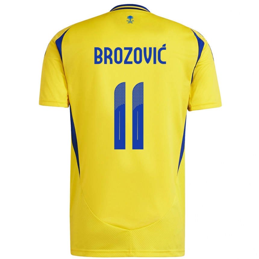 Kids Football Marcelo Brozovic #11 Yellow Blue Home Jersey 2024/25 T-Shirt