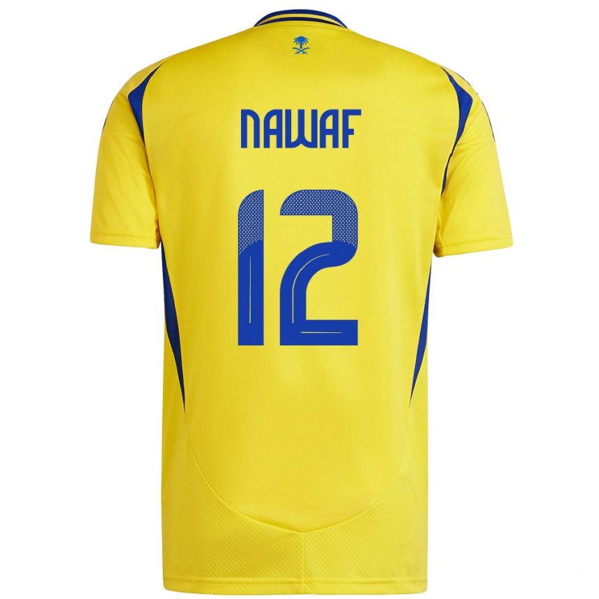 Kids Football Nawaf Al-Boushal #12 Yellow Blue Home Jersey 2024/25 T-Shirt