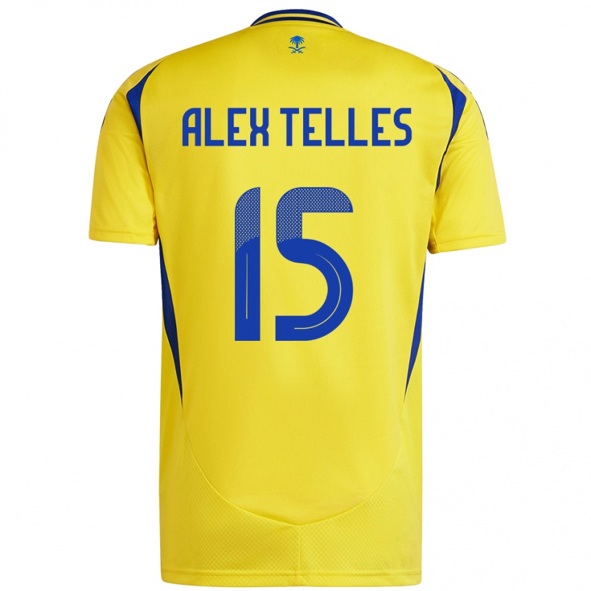 Kids Football Alex Telles #15 Yellow Blue Home Jersey 2024/25 T-Shirt