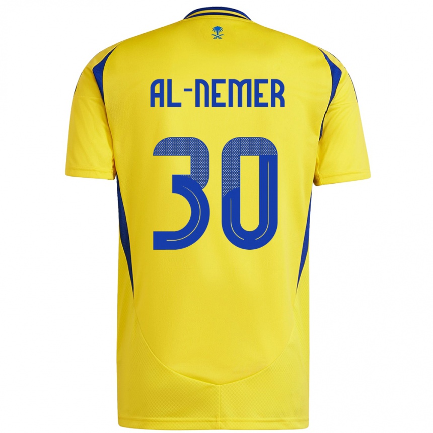 Kids Football Meshari Al-Nemer #30 Yellow Blue Home Jersey 2024/25 T-Shirt