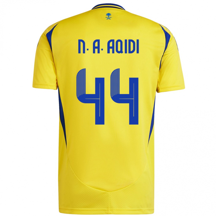 Kids Football Nawaf Al-Aqidi #44 Yellow Blue Home Jersey 2024/25 T-Shirt