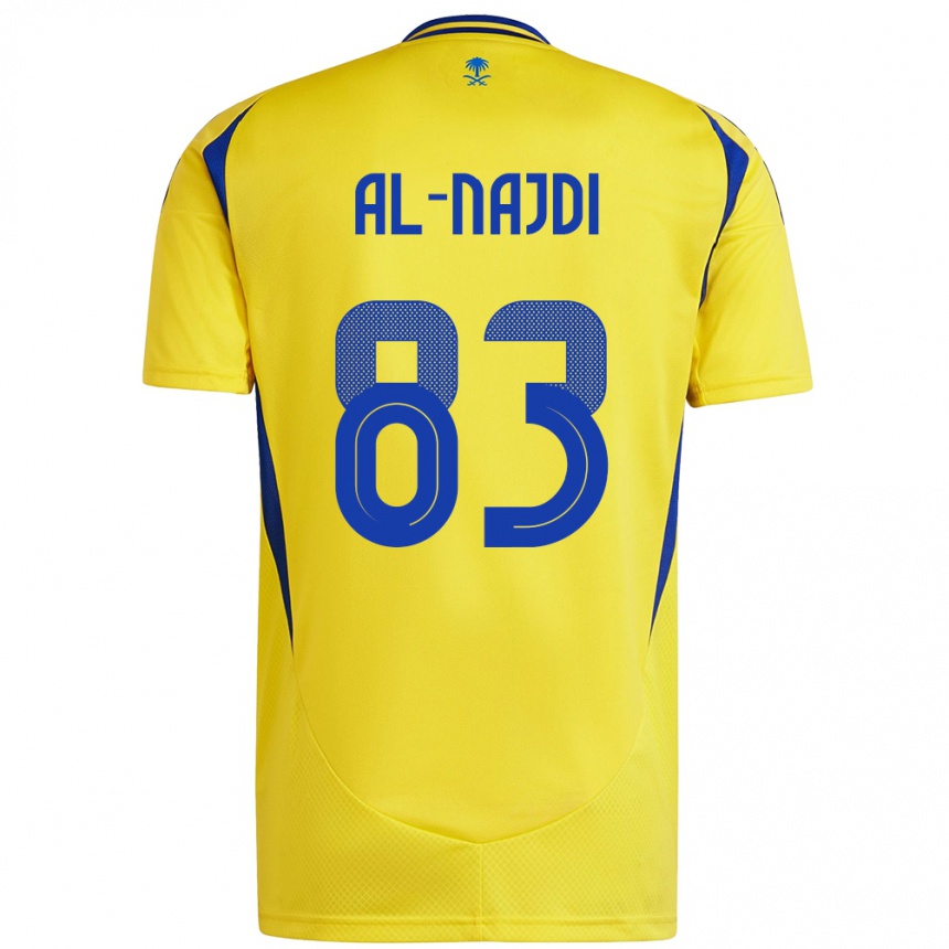 Kids Football Salem Al-Najdi #83 Yellow Blue Home Jersey 2024/25 T-Shirt