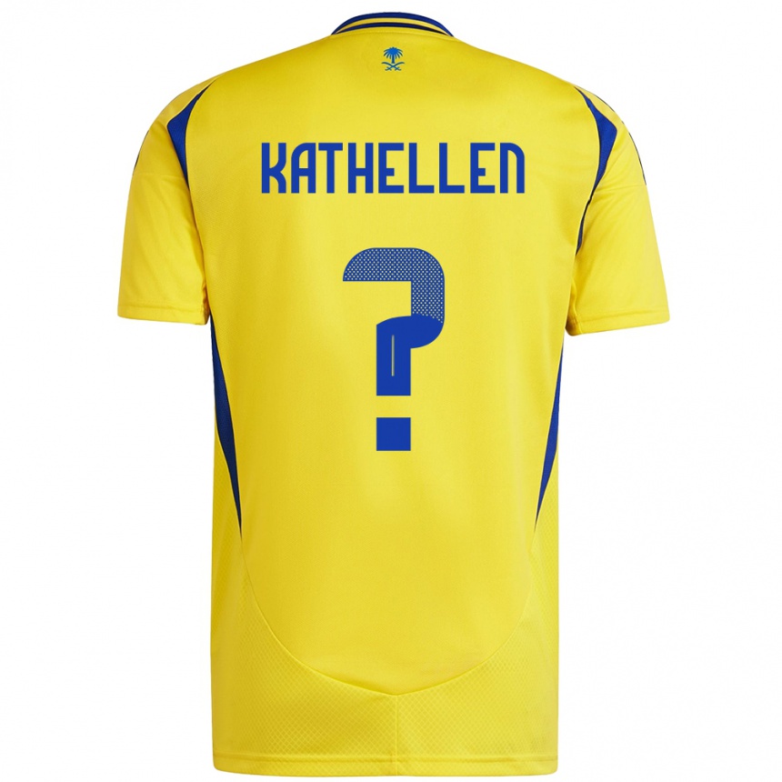 Kids Football Kathellen #0 Yellow Blue Home Jersey 2024/25 T-Shirt