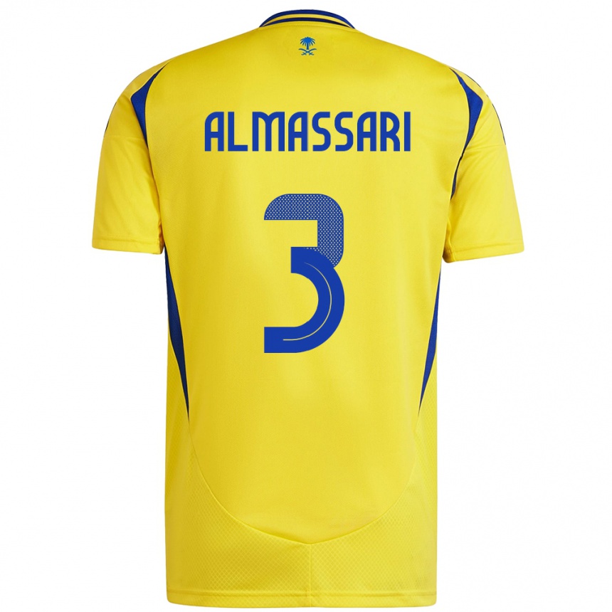 Kids Football Wadha Almassari #3 Yellow Blue Home Jersey 2024/25 T-Shirt