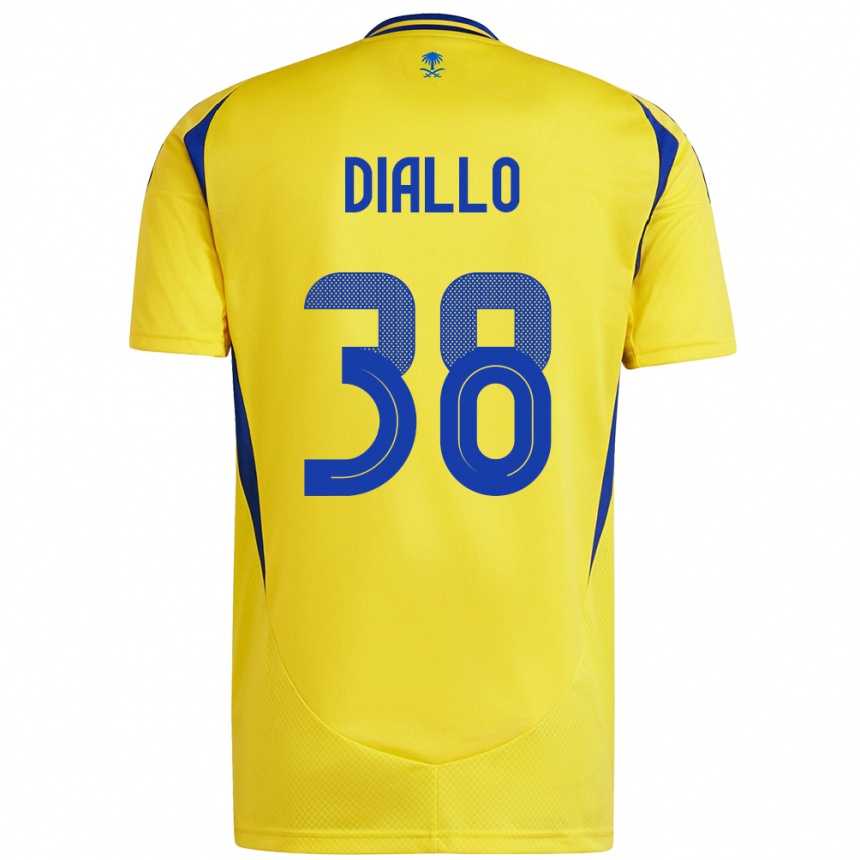 Kids Football Aminata Diallo #38 Yellow Blue Home Jersey 2024/25 T-Shirt