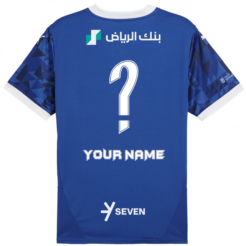 Kids Football Your Name #0 Dark Blue White Home Jersey 2024/25 T-Shirt