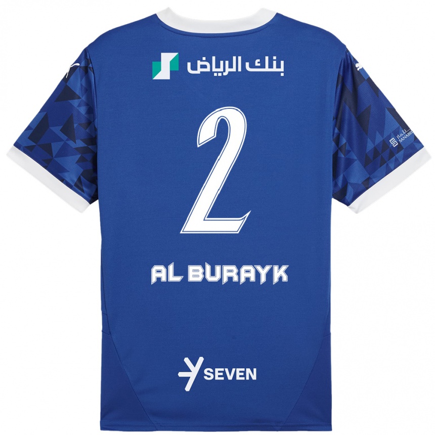 Kids Football Mohammed Al-Burayk #2 Dark Blue White Home Jersey 2024/25 T-Shirt