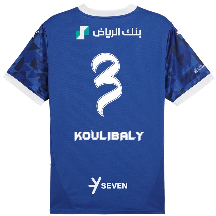 Kids Football Kalidou Koulibaly #3 Dark Blue White Home Jersey 2024/25 T-Shirt