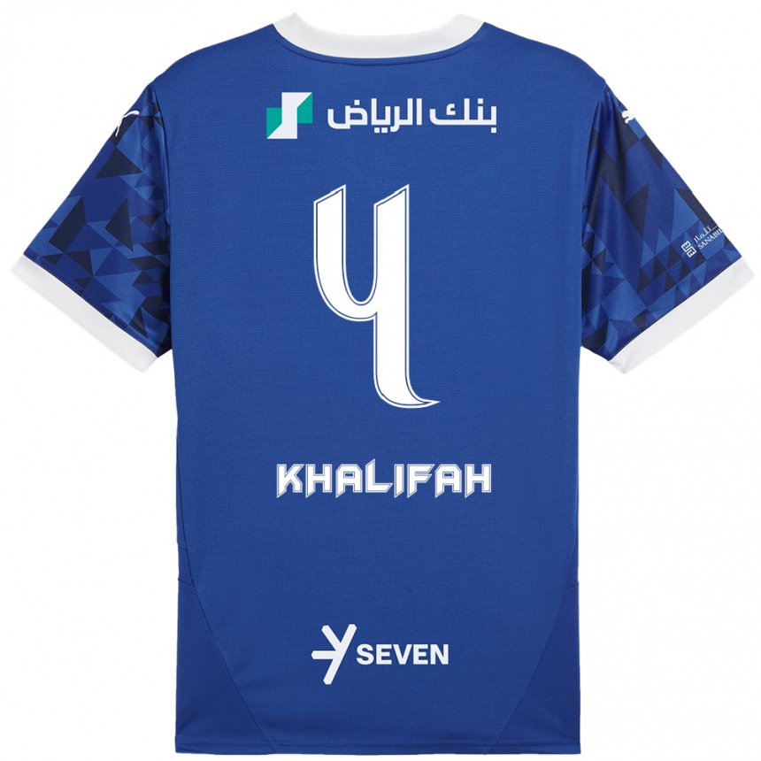 Kids Football Khalifah Al-Dawsari #4 Dark Blue White Home Jersey 2024/25 T-Shirt