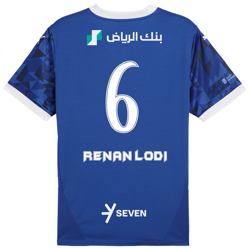 Kids Football Renan Lodi #6 Dark Blue White Home Jersey 2024/25 T-Shirt