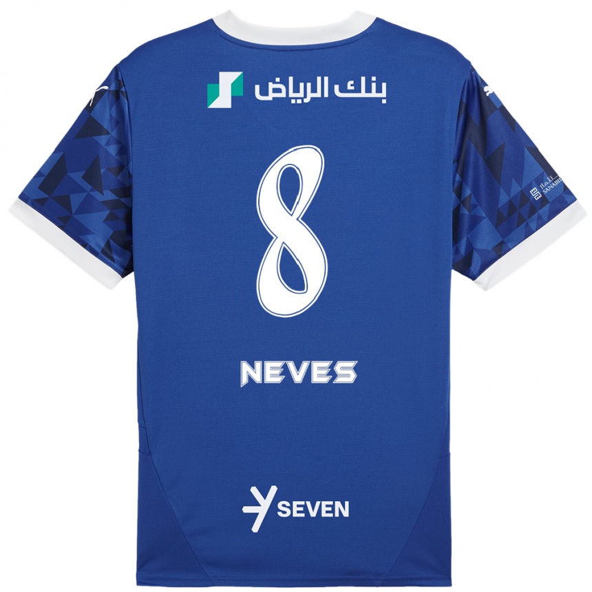 Kids Football Rúben Neves #8 Dark Blue White Home Jersey 2024/25 T-Shirt