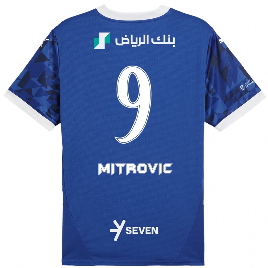 Kids Football Aleksandar Mitrovic #9 Dark Blue White Home Jersey 2024/25 T-Shirt