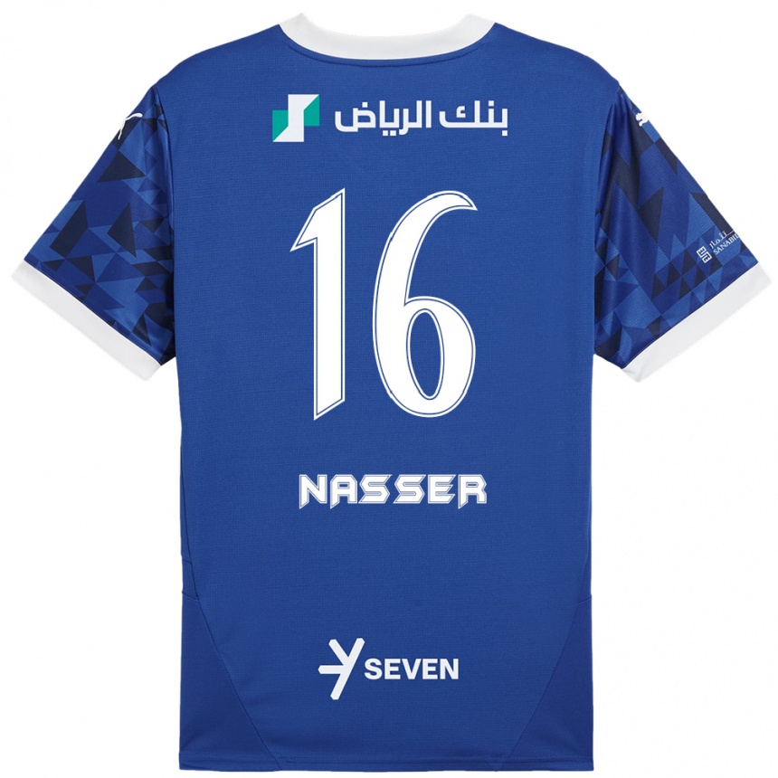 Kids Football Nasser Al-Dawsari #16 Dark Blue White Home Jersey 2024/25 T-Shirt