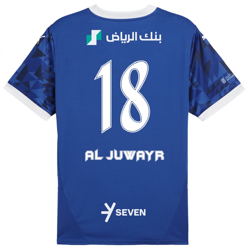 Kids Football Musab Al-Juwayr #18 Dark Blue White Home Jersey 2024/25 T-Shirt