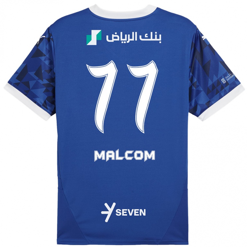 Kids Football Malcom #77 Dark Blue White Home Jersey 2024/25 T-Shirt