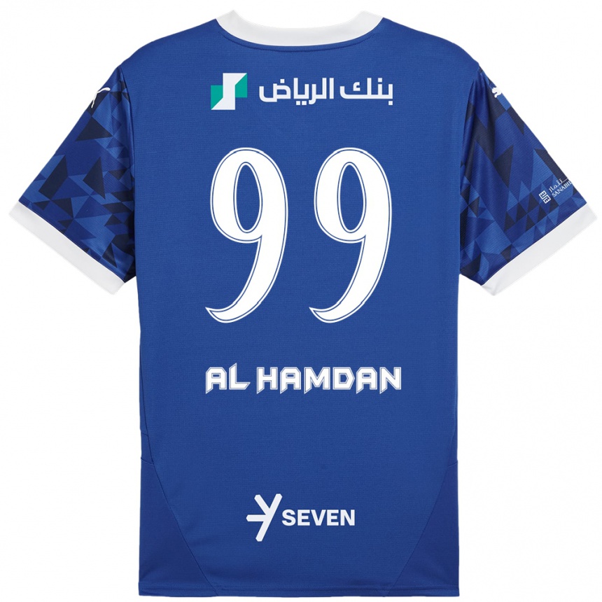 Kids Football Abdullah Al-Hamdan #99 Dark Blue White Home Jersey 2024/25 T-Shirt