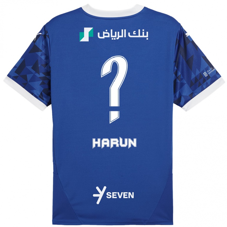 Kids Football Saud Harun #0 Dark Blue White Home Jersey 2024/25 T-Shirt