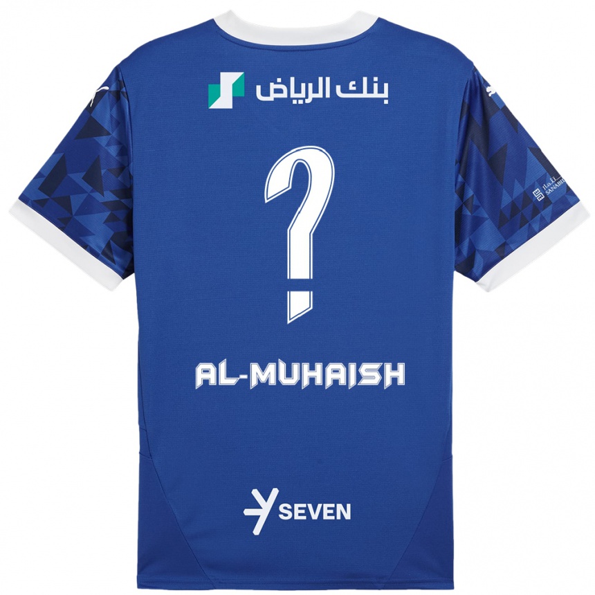 Kids Football Mohammed Al-Muhaish #0 Dark Blue White Home Jersey 2024/25 T-Shirt