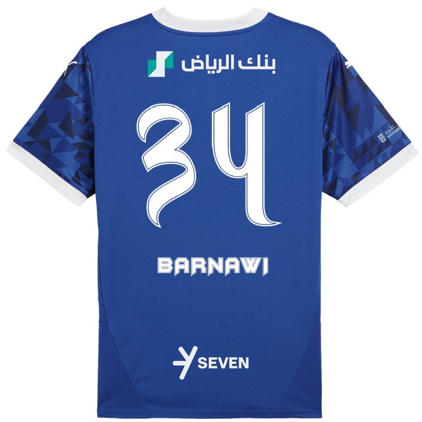 Kids Football Saleh Barnawi #34 Dark Blue White Home Jersey 2024/25 T-Shirt