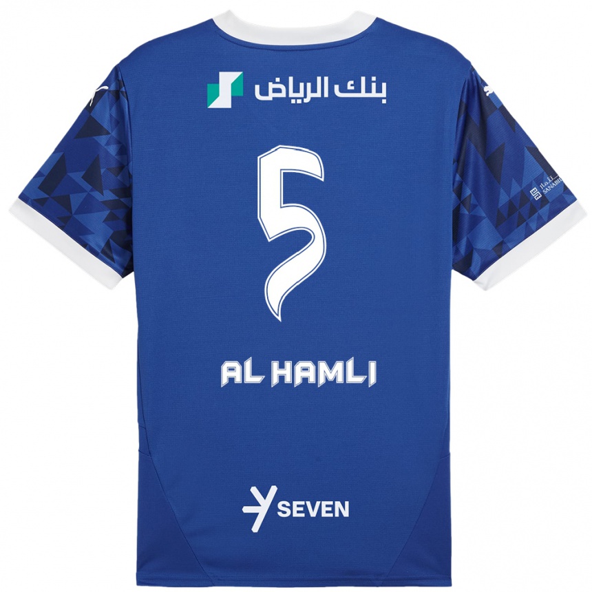 Kids Football Noura Al-Hamli #5 Dark Blue White Home Jersey 2024/25 T-Shirt