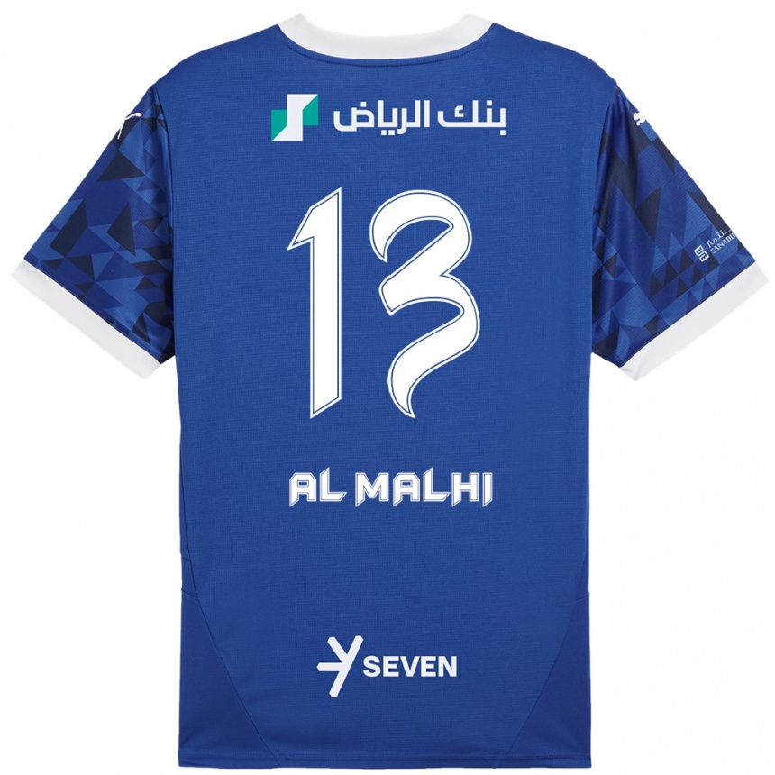 Kids Football Al Muhra Al-Malhi #13 Dark Blue White Home Jersey 2024/25 T-Shirt