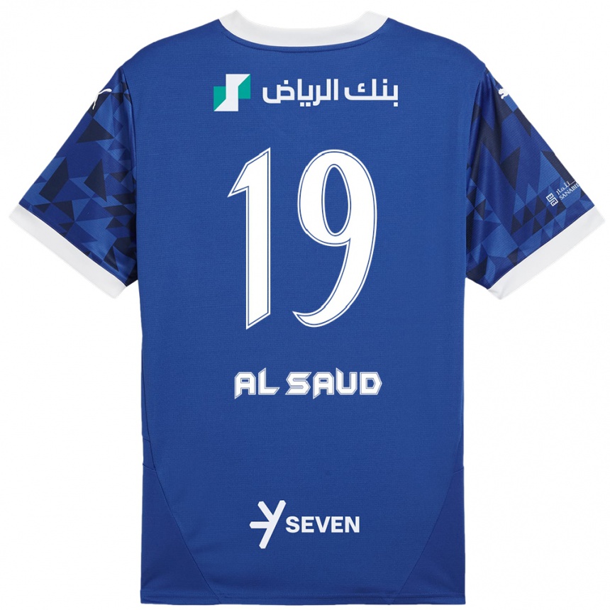 Kids Football Manal Al Saud #19 Dark Blue White Home Jersey 2024/25 T-Shirt