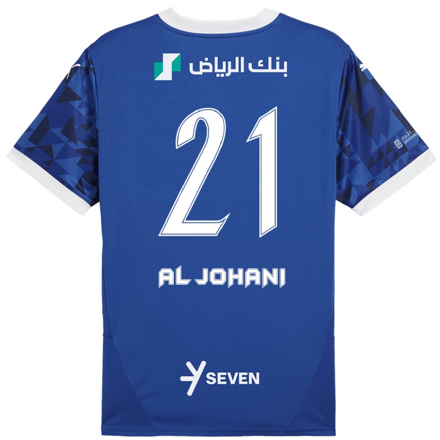 Kids Football Joury Al-Johani #21 Dark Blue White Home Jersey 2024/25 T-Shirt