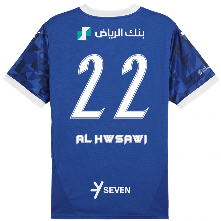 Kids Football Shorouq Al-Hwsawi #22 Dark Blue White Home Jersey 2024/25 T-Shirt