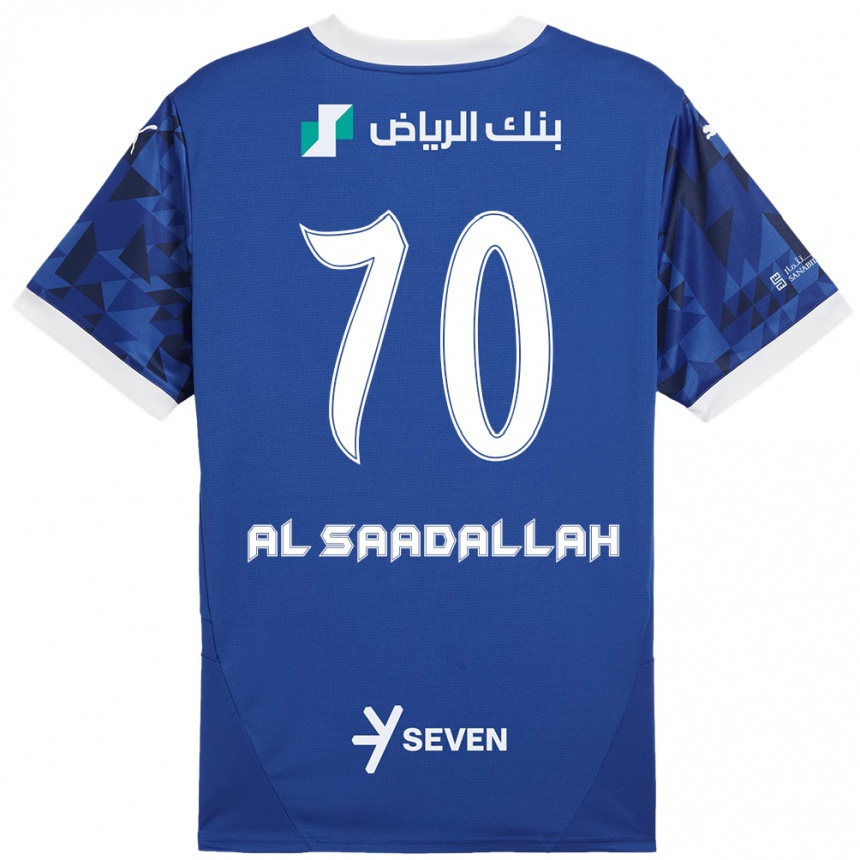 Kids Football Hessa Al-Saadallah #70 Dark Blue White Home Jersey 2024/25 T-Shirt