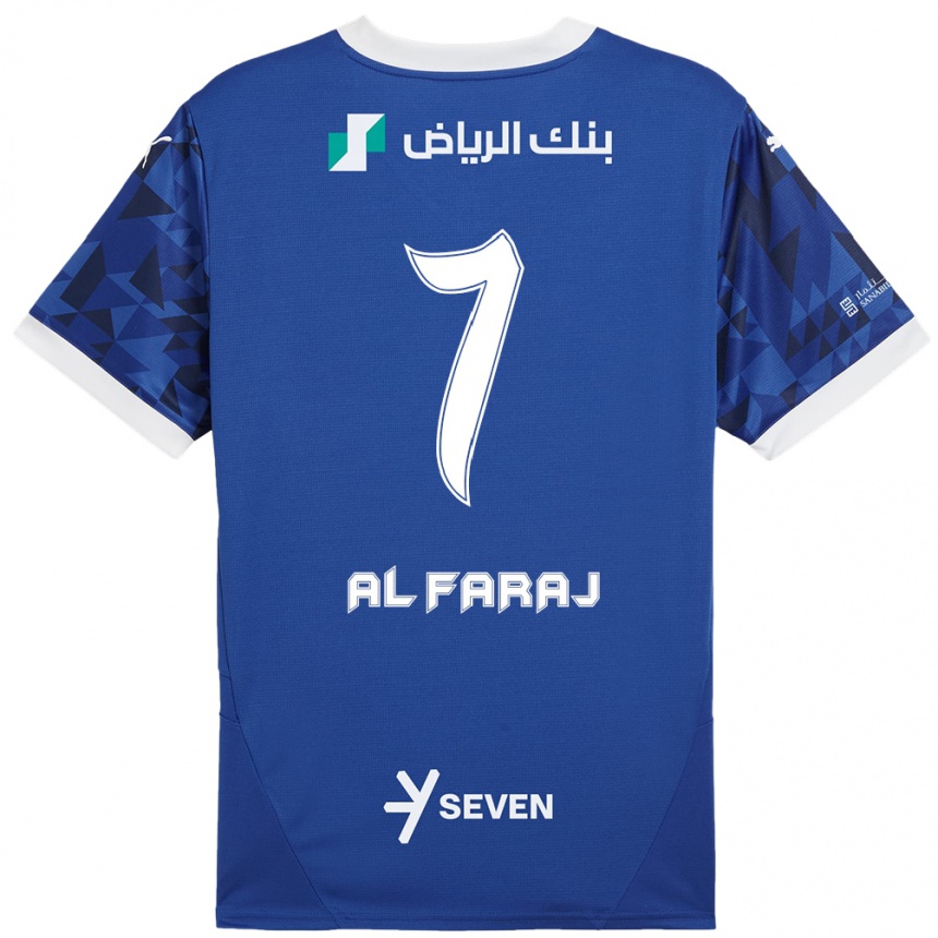 Kids Football Salman Al-Faraj #7 Dark Blue White Home Jersey 2024/25 T-Shirt