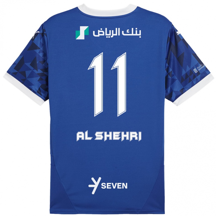 Kids Football Saleh Al-Shehri #11 Dark Blue White Home Jersey 2024/25 T-Shirt